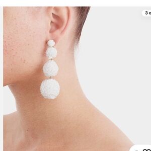 J. Crew White sequin ball drop Earrings